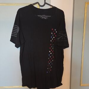 Grunt Style Black Short Sleeve Tee with Flag Design